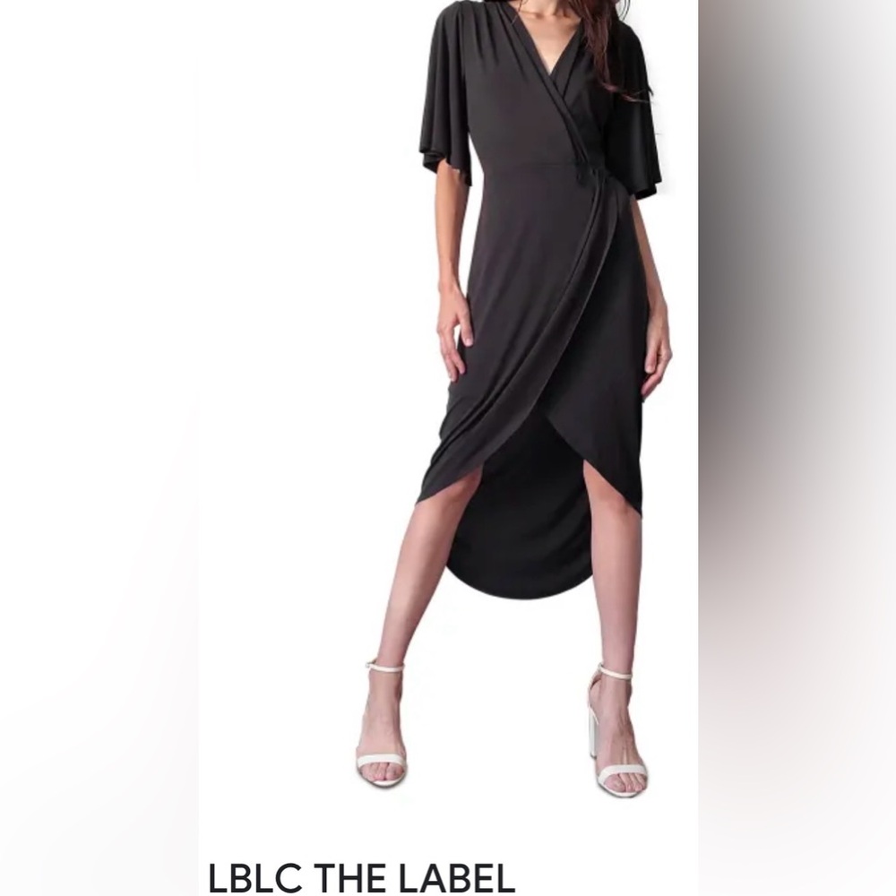 NWT LBLC the Label black wrap dress Sz S